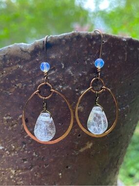 Handmade Lavender Quartz Hoop Earrings